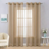 MIULEE Taupe Brown Solid Sheer Curtains Elegant Grommet Window Voile Panels Drapes Treatment 2 Panels - Miulee